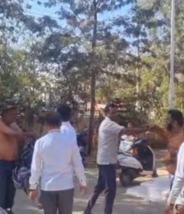 Crime congress leader assaulted common man in vijayapura