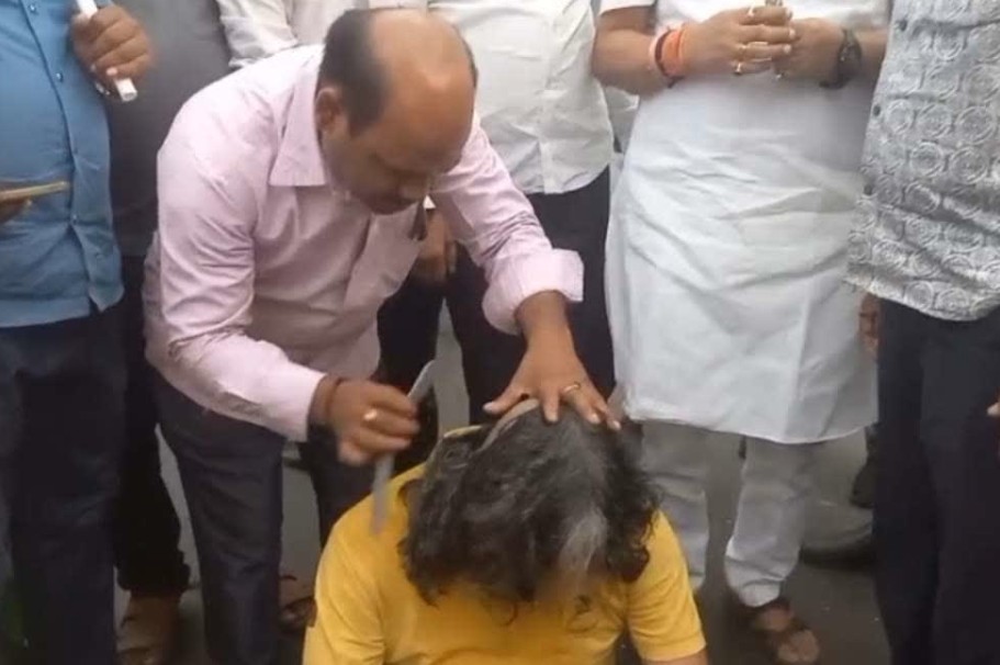 bjp worker shaved head after west Bengal win