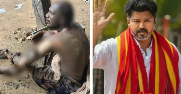 tamil nadu TVK worker Sets Himself Ablaze