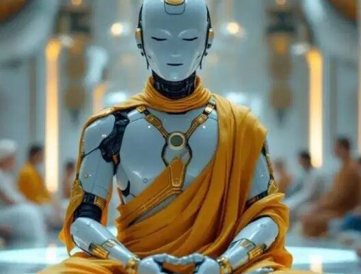 japan and south Korea using AI robotic monks