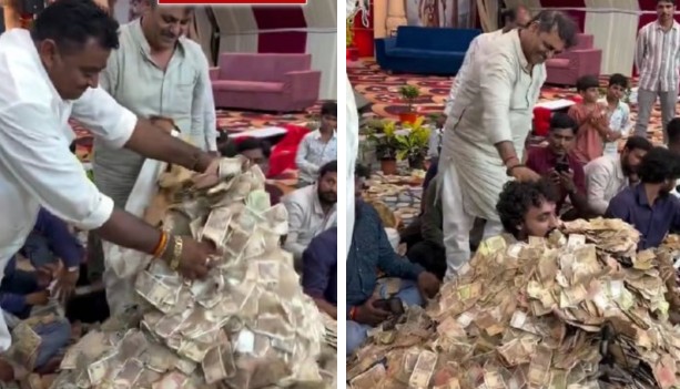 Gujarat bhajan singer viral video of buried under cash
