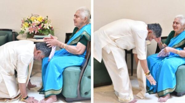 DK Shivakumar takes blessings of mother and dh devegowda bsy