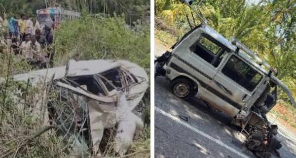 omini and car road mishap in tumkur
