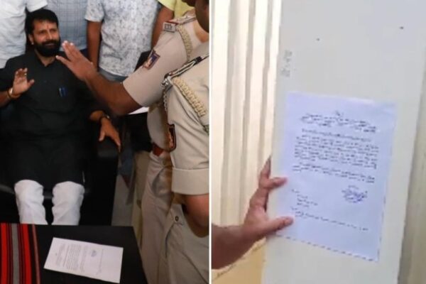 Show Me the FIR First CT Ravi Refuses Police Notice Cops Paste It on Wall Amid Huge Protests