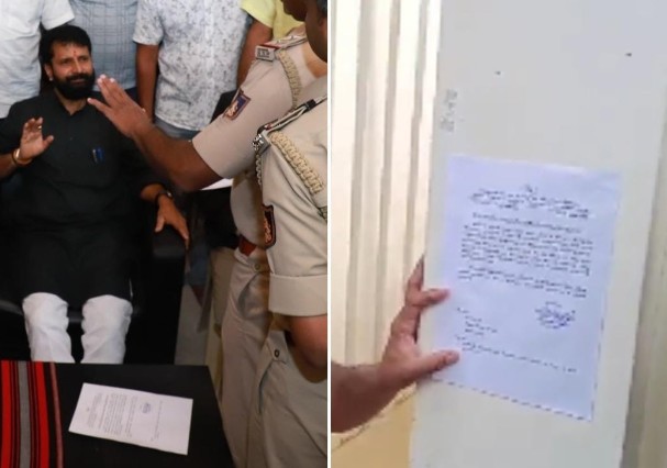 Show Me the FIR First CT Ravi Refuses Police Notice Cops Paste It on Wall Amid Huge Protests