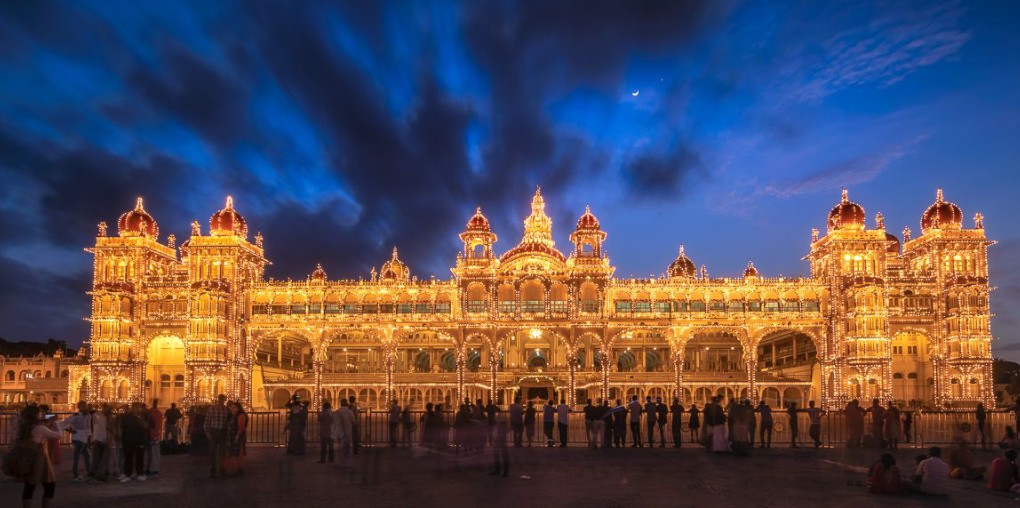 Celebrating 100 Days of dk shivakumar government Mysuru Palace Lit Up with Colorful Lights and LED Displays