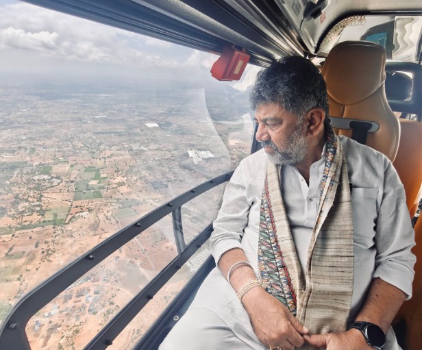 Aerial Inspection CM D K. Shivakumar Reviews Severe Drought Situation in North Karnataka