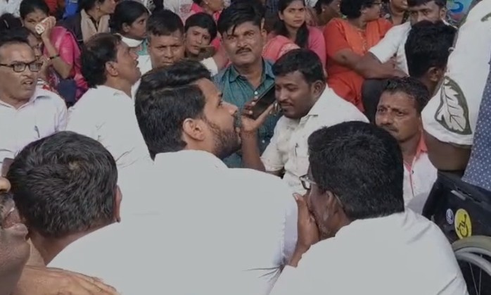 Delay in Pensions Sparks Protest JDS Youth President Nikhil Kumaraswamy Joins Differently-Abled Rally
