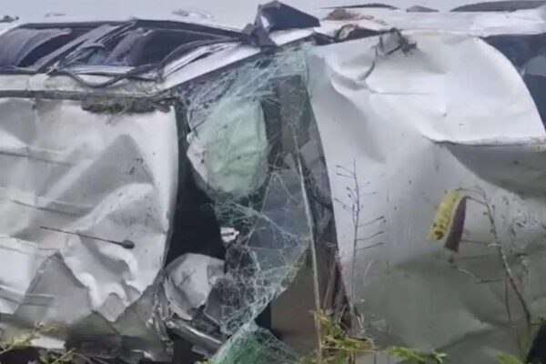 Horrific Accident on Chennai Bengaluru Expressway Car Hits Divider and Flips 4 Killed