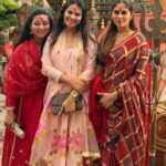 Prayers for husband Relief Vijayalakshmi Darshan Visits the Shakti Peeth Accompanied by Actresses Kavya Gowda and Bhavya Gowda