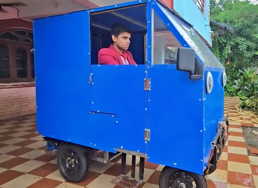 viral news Odisha Student Turns Garage Scrap into Solar Powered Electric Car VOLT X