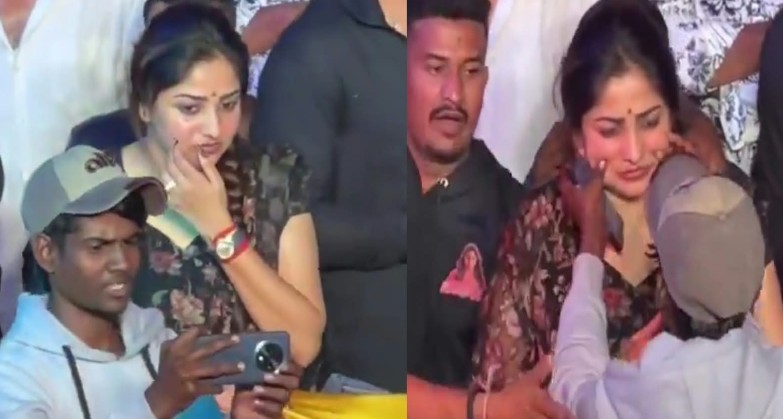 Unplanned Incident at Rachita Ram s Birthday Fan Cheek Pinch Moment Goes Viral