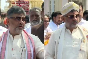 CM DK Shivakumar Dazzling in Traditional Silk Panche and Peta in Mysuru Dasara